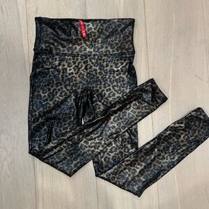 SPANX leather leggingsgs, leopard print- medium